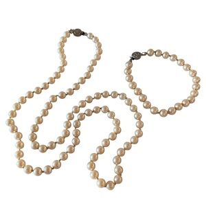 Vintage Faux Pearl Necklace & Bracelet Set